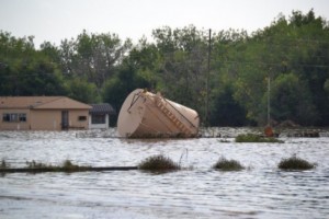 flooded oil storage tank