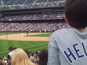 Max Williams watches Todd Helton on second base last season after Helton's 2,500th career hit. Colorado Rockies owner Dick Monfort doesn't want Max coming to games any more if he's not happy with the product (David O. Williams photo).