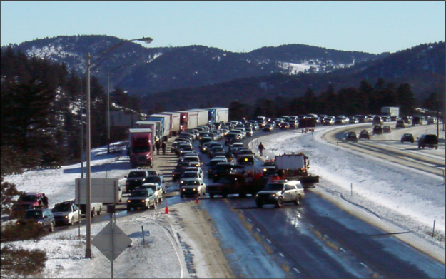 I-70 closed off ramp winter