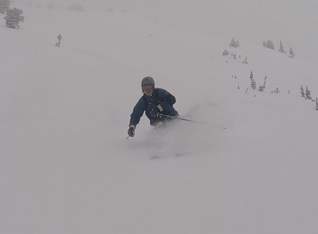 sweeney skiing powder