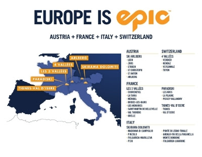 Epic Pass Euro map