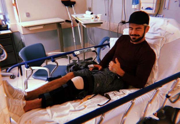 An injured Zac Efron on Instagram.